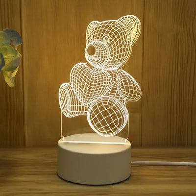 3D Bear Acrylic LED Night Lamp